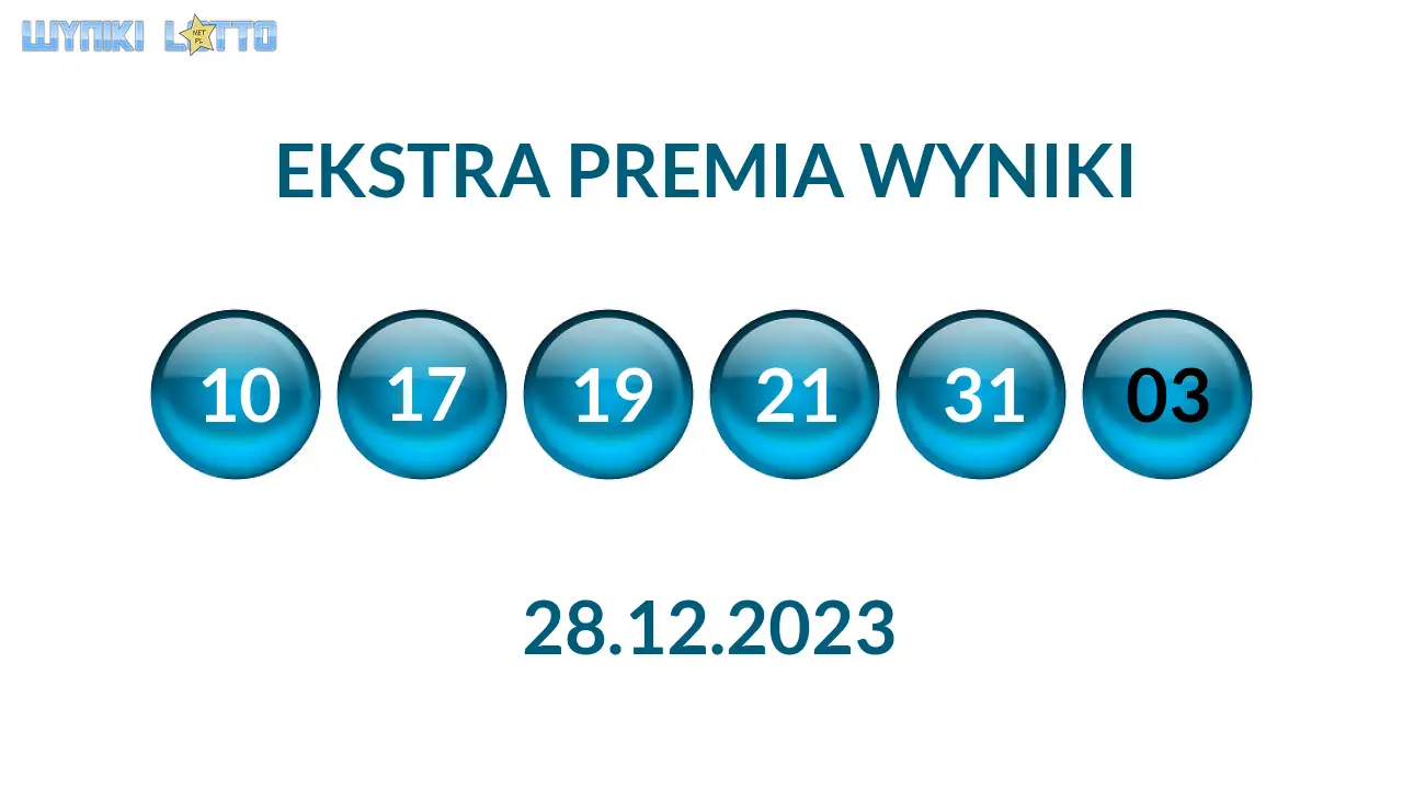 Kulki Ekstra Premii z wylosowanymi liczbami dnia 28.12.2023