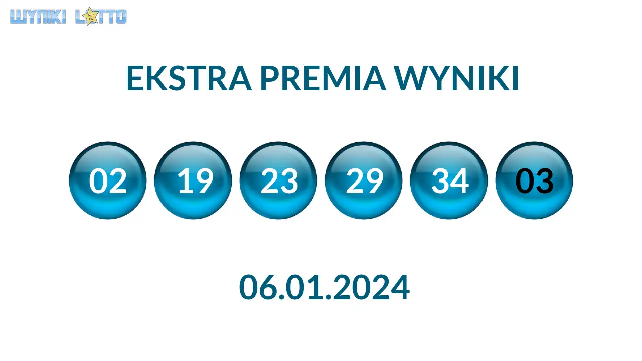Kulki Ekstra Premii z wylosowanymi liczbami dnia 06.01.2024