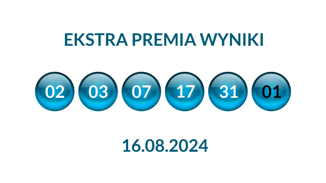 Kulki Ekstra Premii z wylosowanymi liczbami dnia 16.08.2024