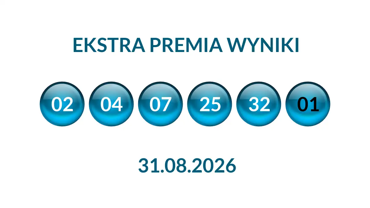 Kulki Ekstra Premii z wylosowanymi liczbami dnia 31.08.2026