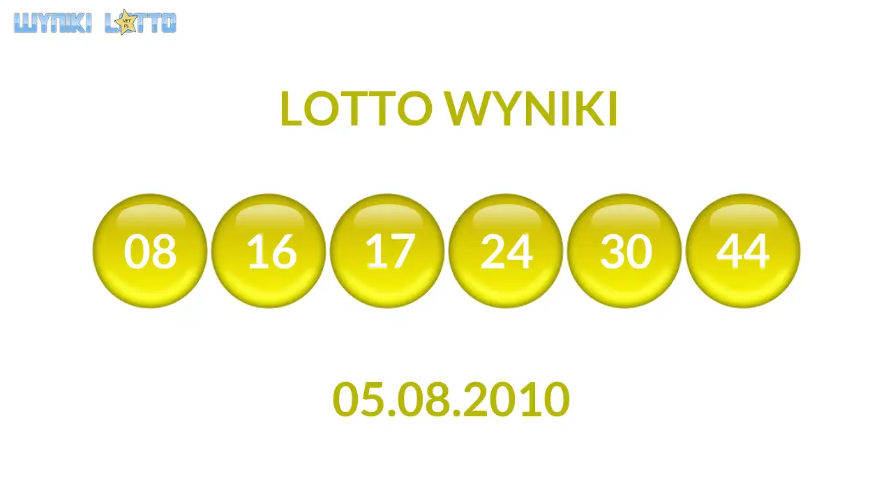 Kulki Lotto z wylosowanymi liczbami dnia 05.08.2010
