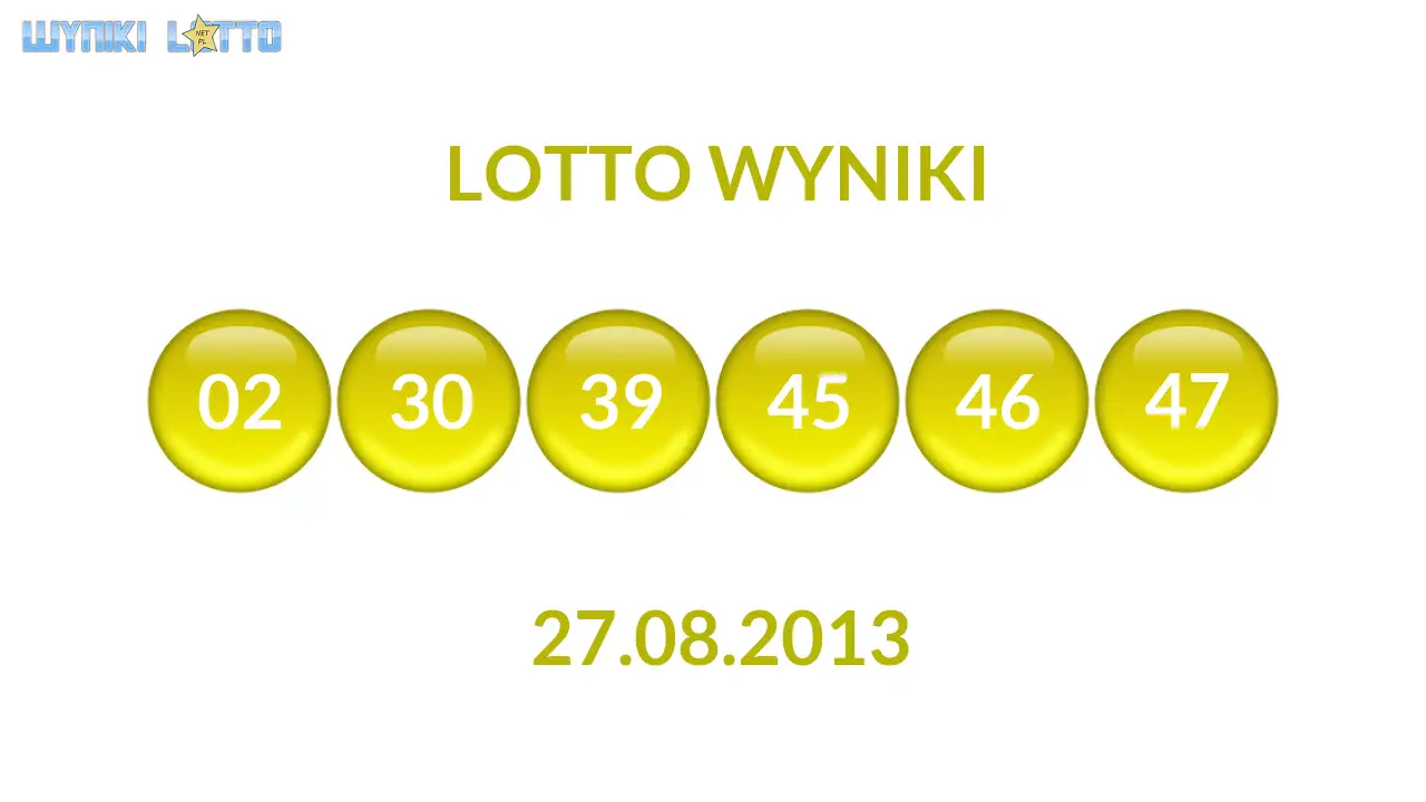 Kulki Lotto z wylosowanymi liczbami dnia 27.08.2013