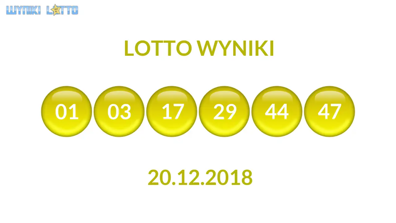 Kulki Lotto z wylosowanymi liczbami dnia 20.12.2018