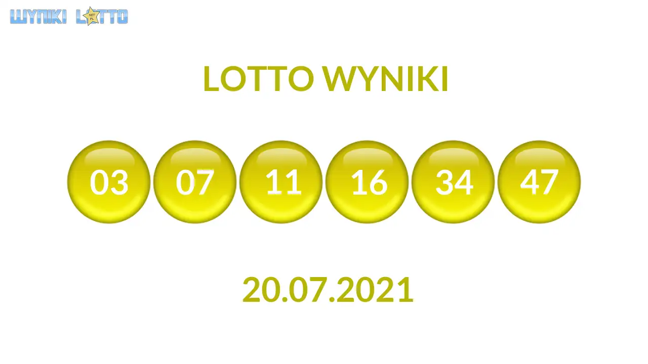 Kulki Lotto z wylosowanymi liczbami dnia 20.07.2021