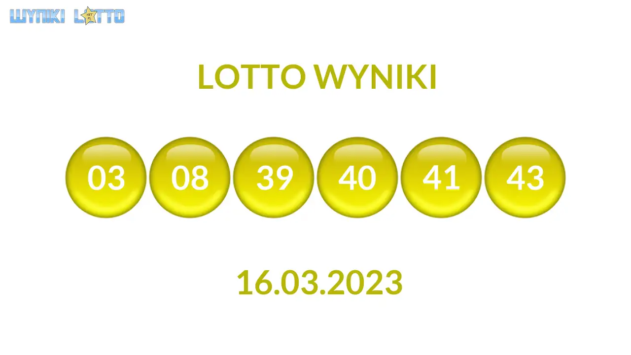Kulki Lotto z wylosowanymi liczbami dnia 16.03.2023