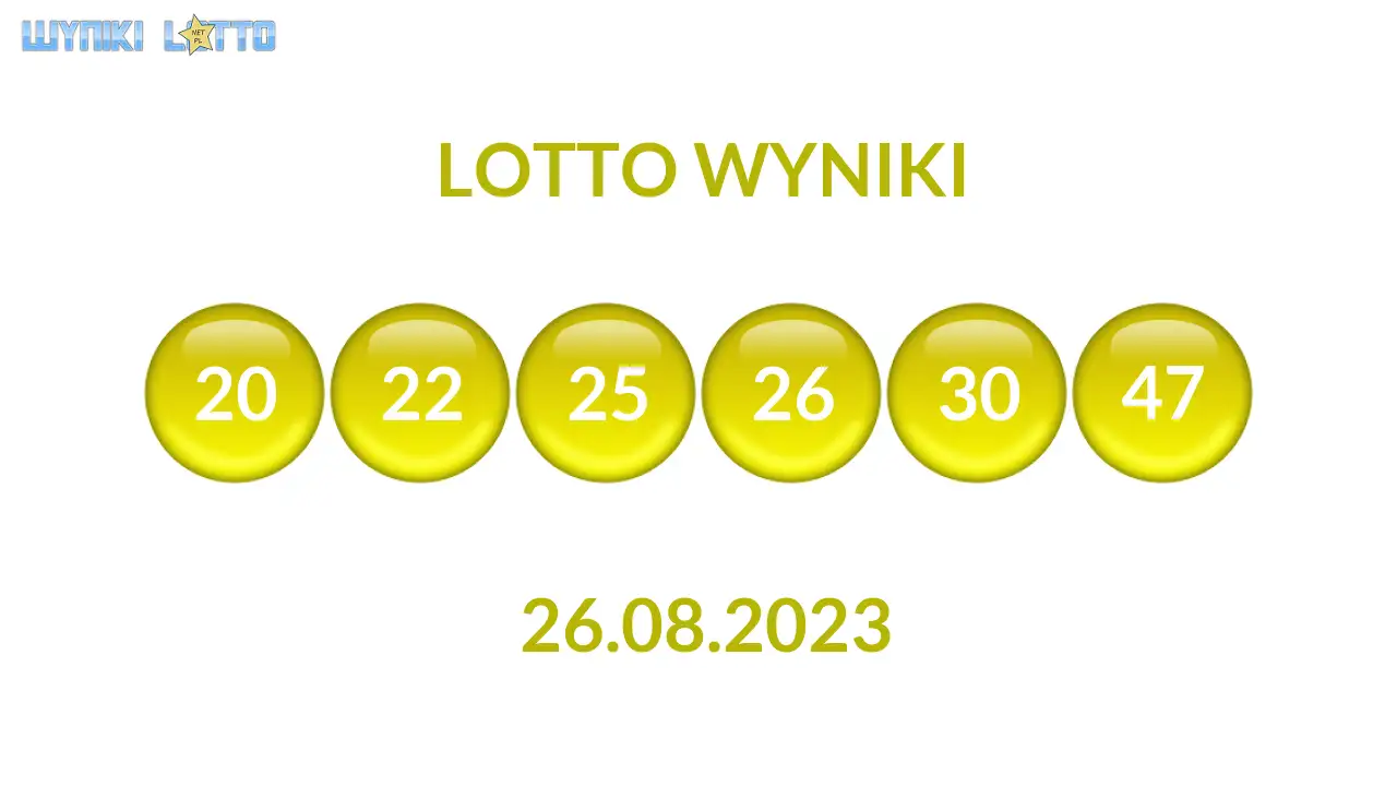 Kulki Lotto z wylosowanymi liczbami dnia 26.08.2023