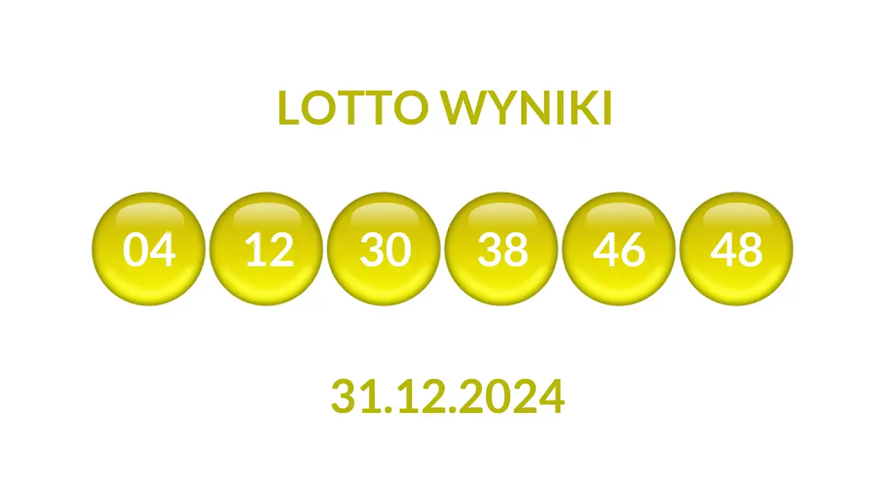 Kulki Lotto z wylosowanymi liczbami dnia 31.12.2024