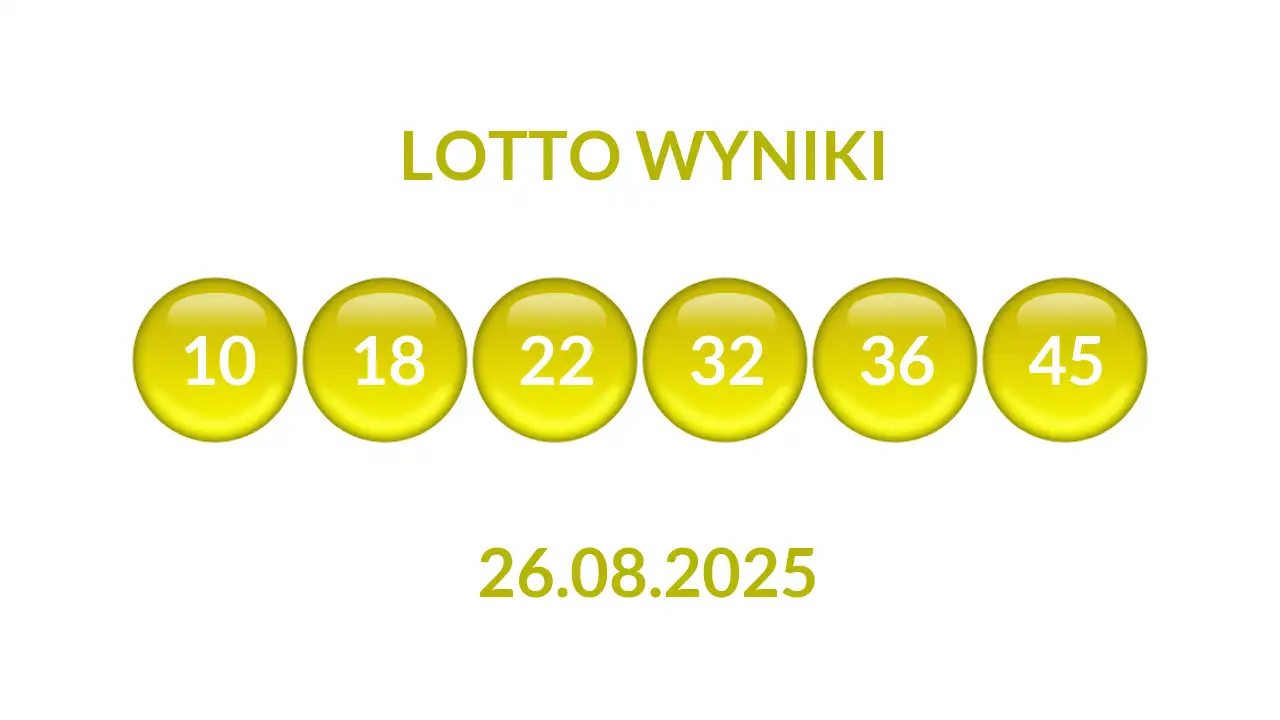 Kulki Lotto z wylosowanymi liczbami dnia 26.08.2025
