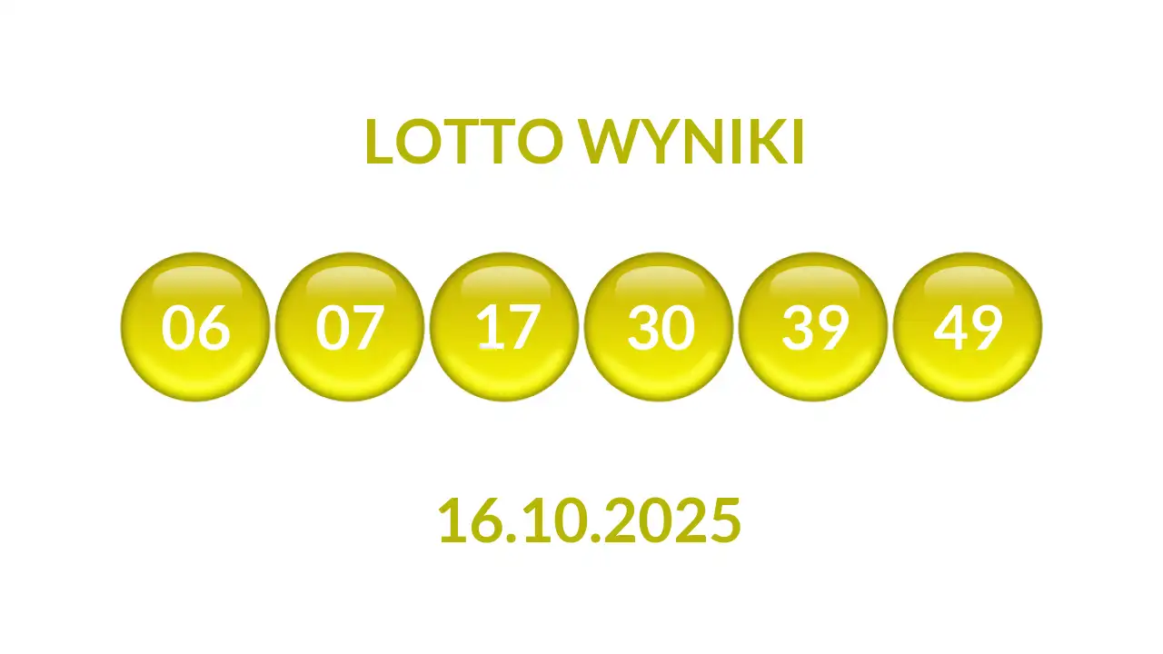 Kulki Lotto z wylosowanymi liczbami dnia 16.10.2025