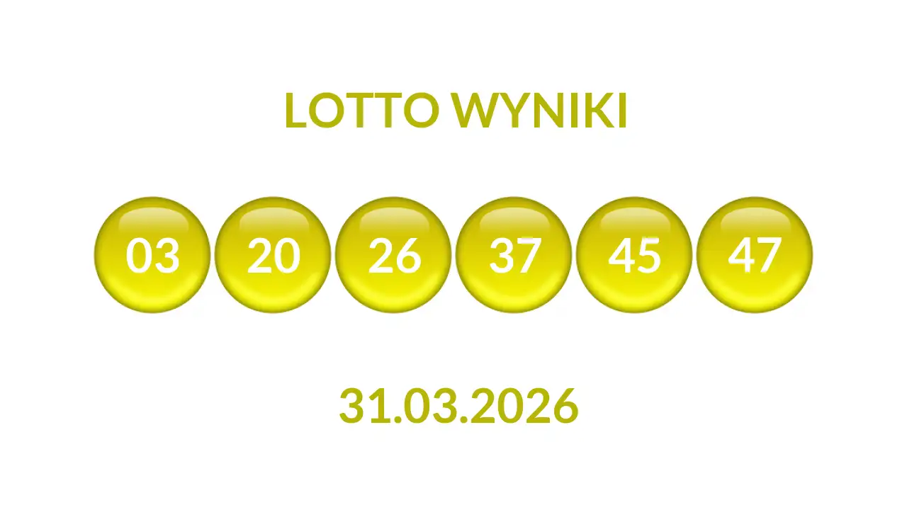 Kulki Lotto z wylosowanymi liczbami dnia 31.03.2026