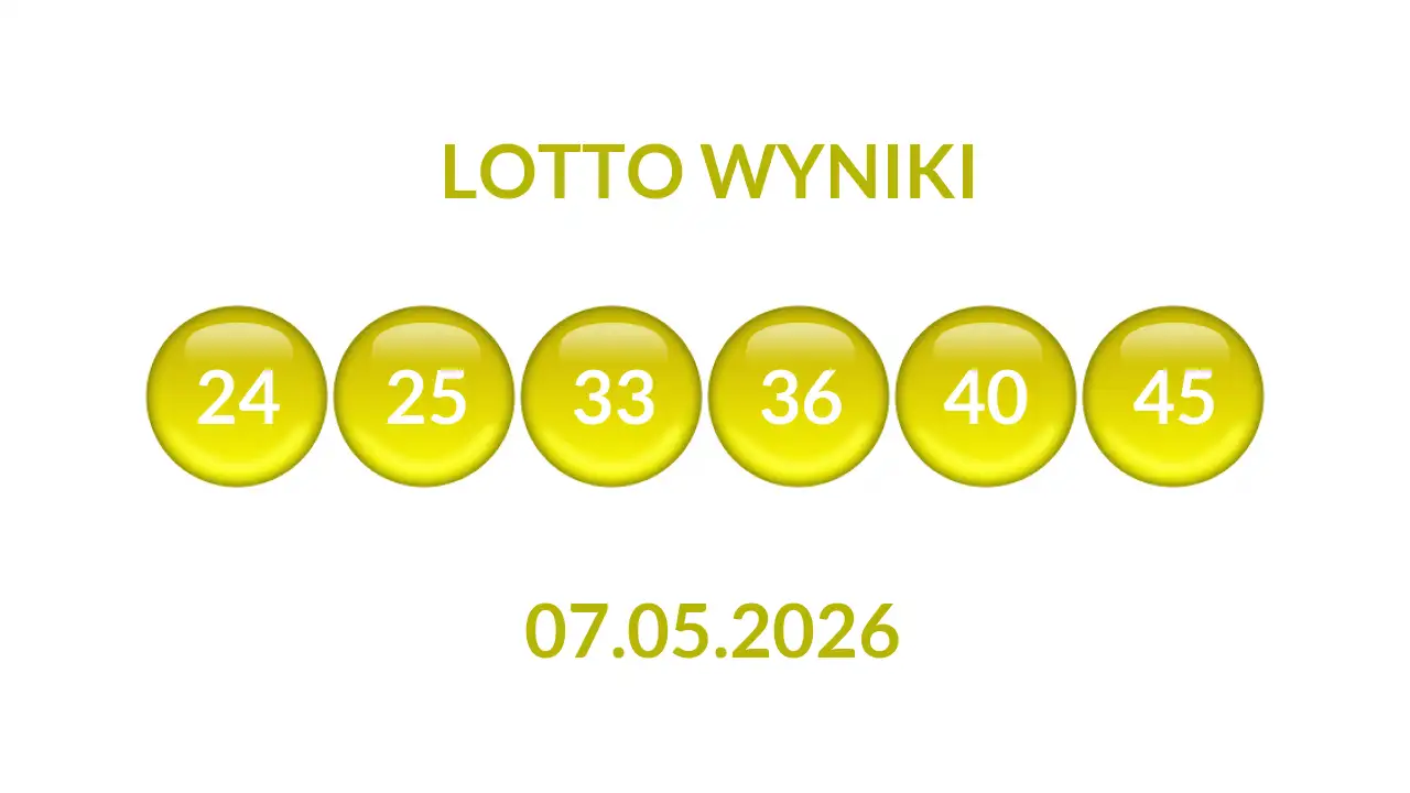 Kulki Lotto z wylosowanymi liczbami dnia 07.05.2026