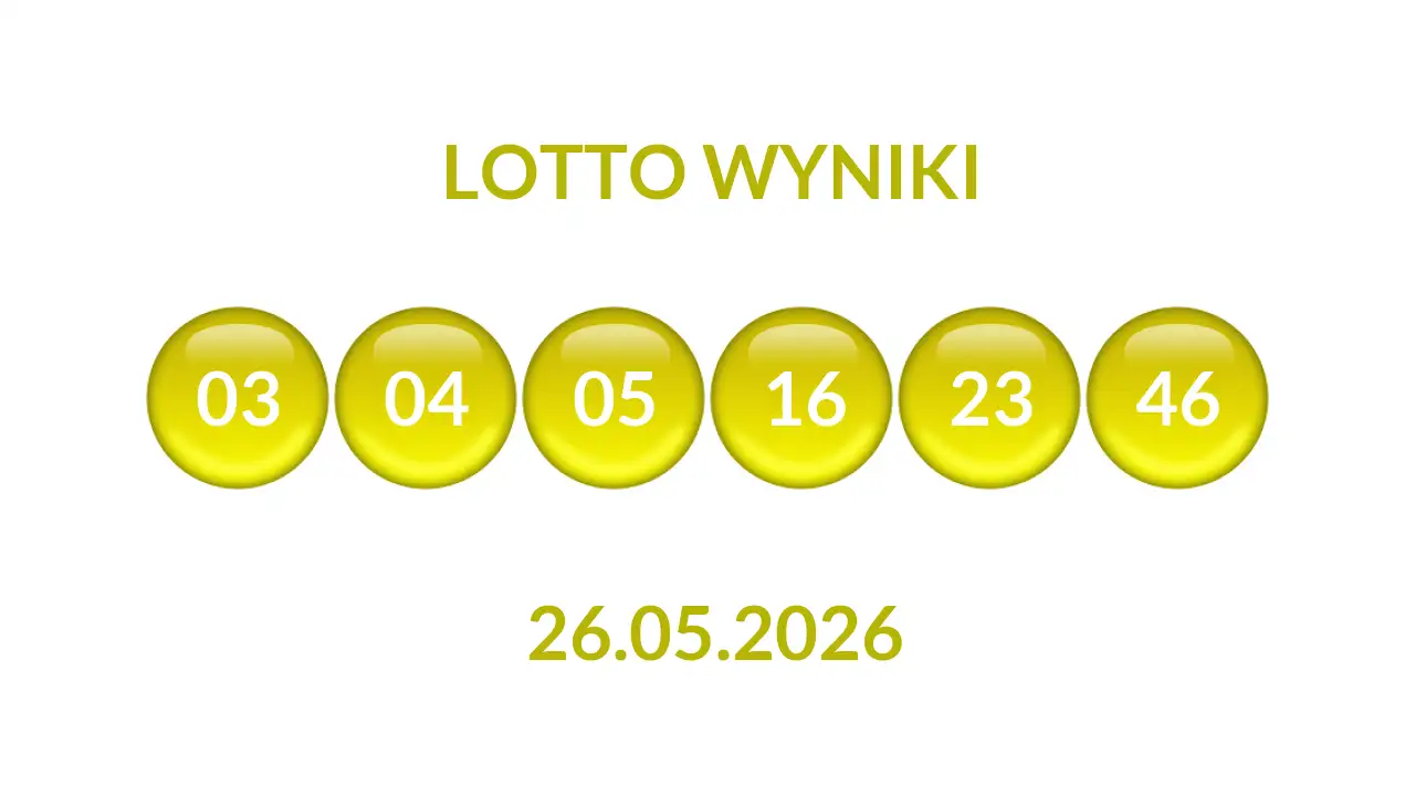 Kulki Lotto z wylosowanymi liczbami dnia 26.05.2026