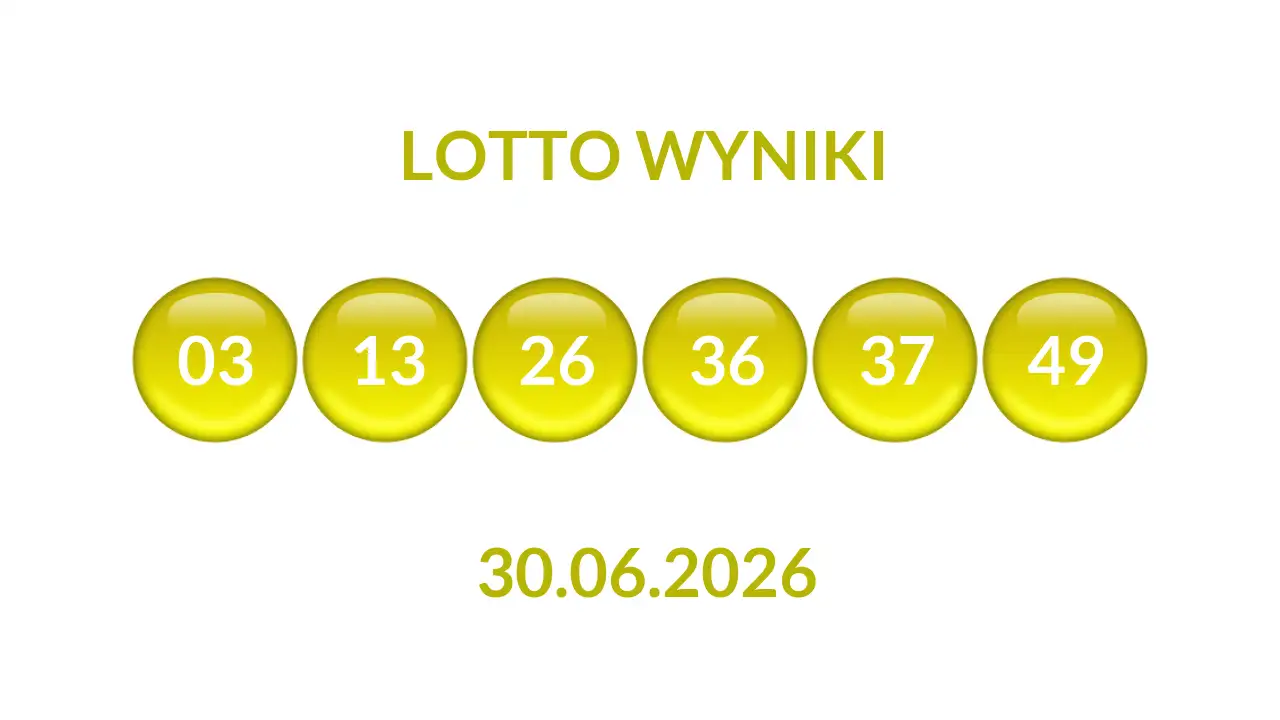 Kulki Lotto z wylosowanymi liczbami dnia 30.06.2026