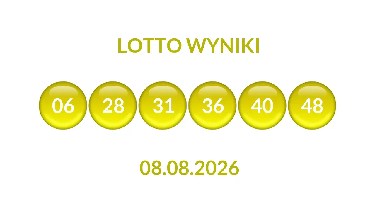 Kulki Lotto z wylosowanymi liczbami dnia 08.08.2026