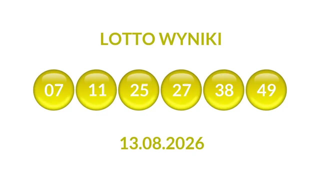 Kulki Lotto z wylosowanymi liczbami dnia 13.08.2026