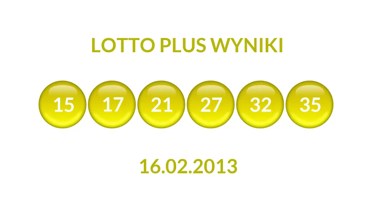 Kulki Lotto Plus z wylosowanymi liczbami dnia 16.02.2013