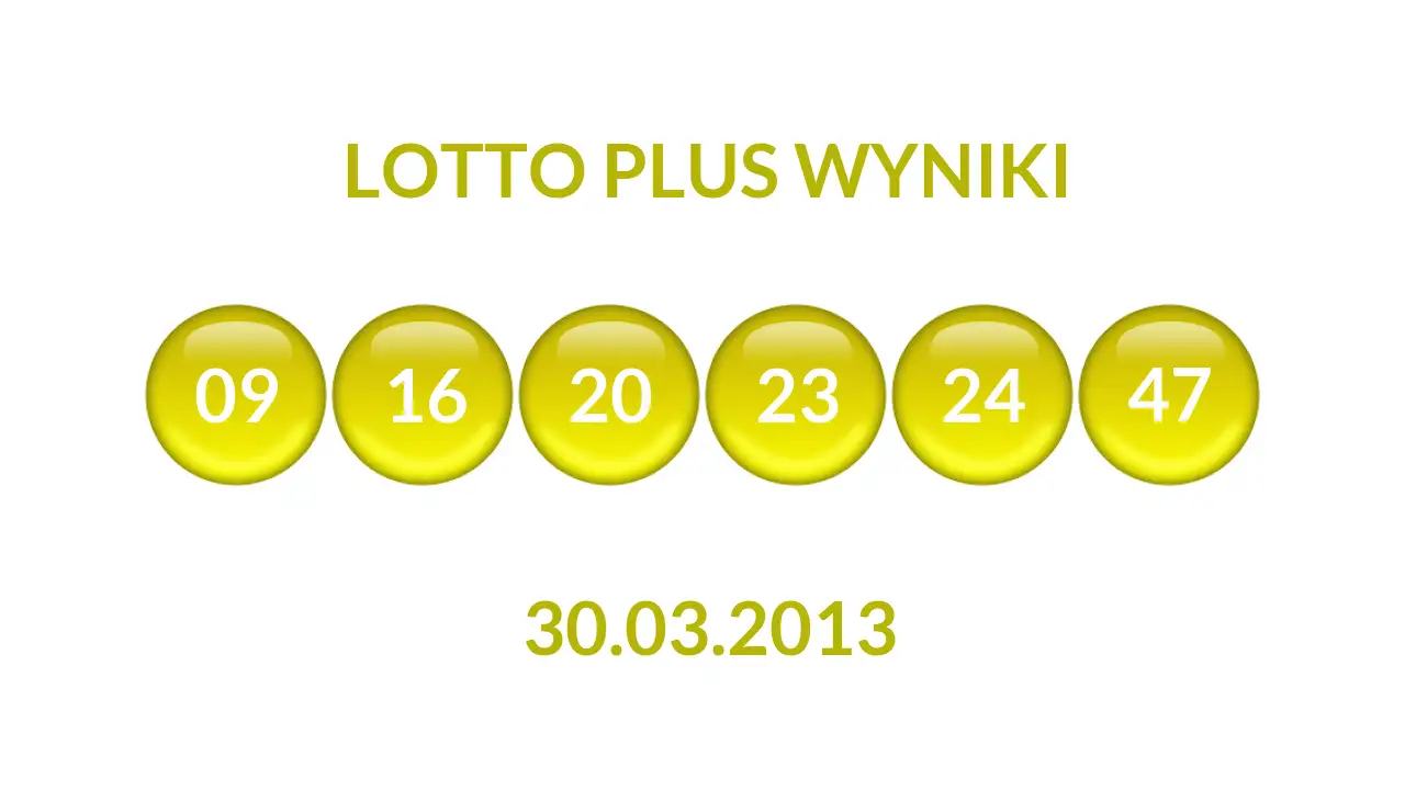 Kulki Lotto Plus z wylosowanymi liczbami dnia 30.03.2013