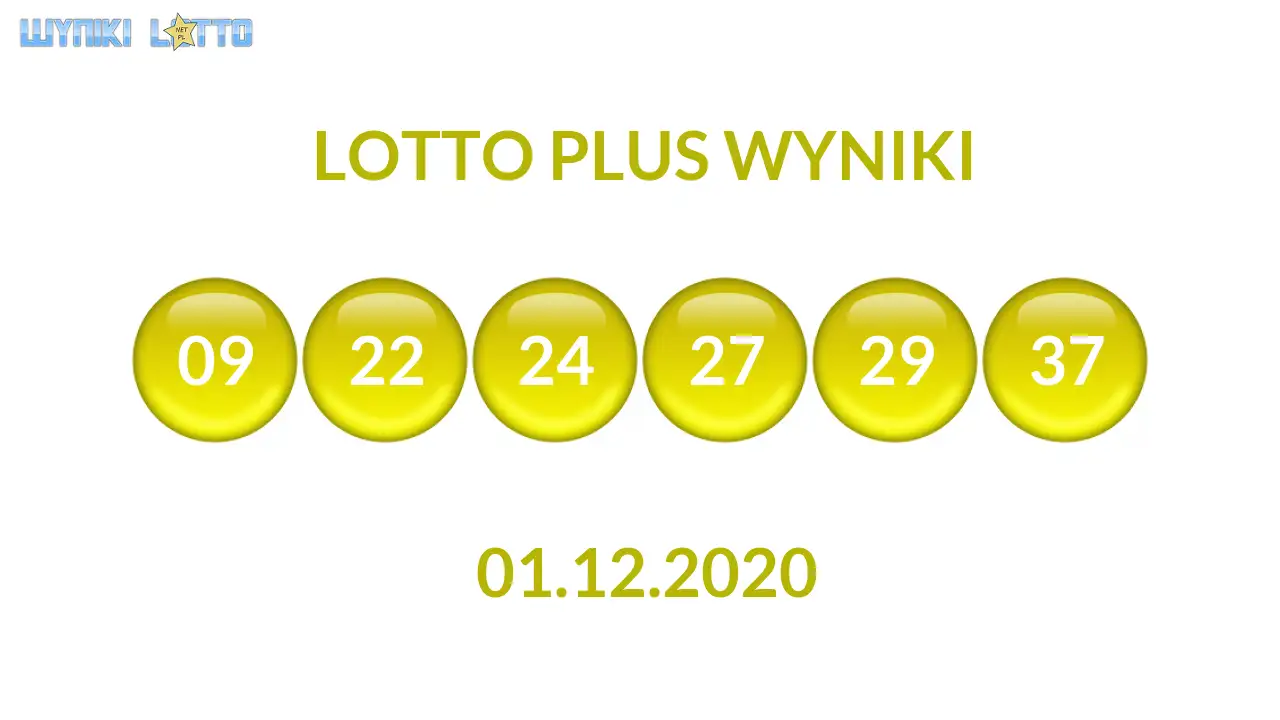 Kulki Lotto Plus z wylosowanymi liczbami dnia 01.12.2020