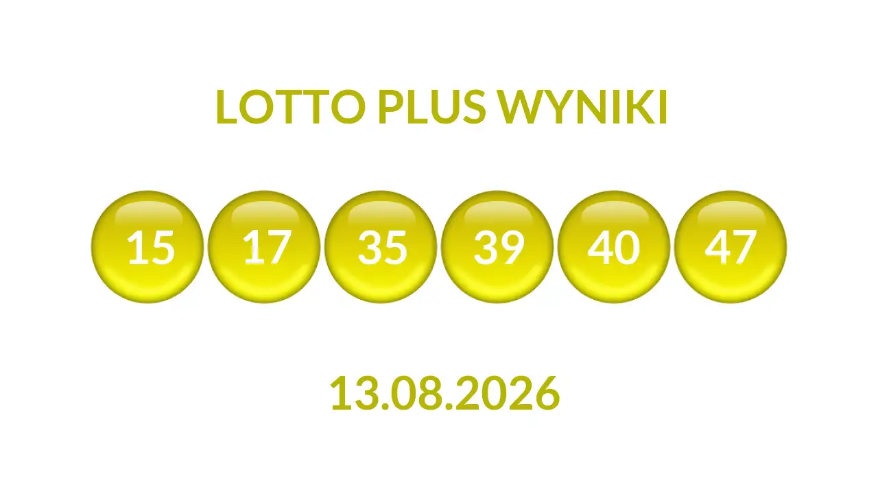 Kulki Lotto Plus z wylosowanymi liczbami dnia 13.08.2026