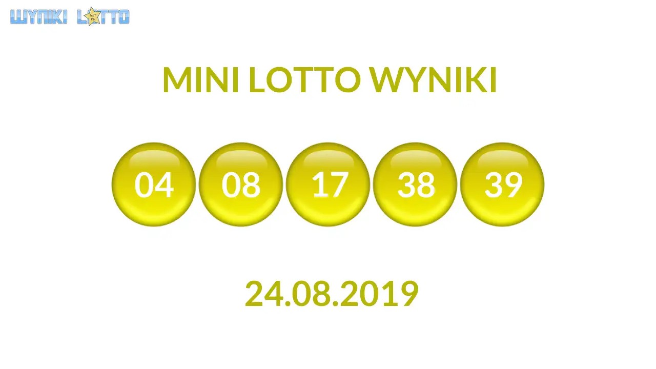 Kulki Mini Lotto z wylosowanymi liczbami dnia 24.08.2019