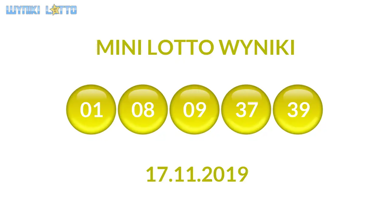 Kulki Mini Lotto z wylosowanymi liczbami dnia 17.11.2019