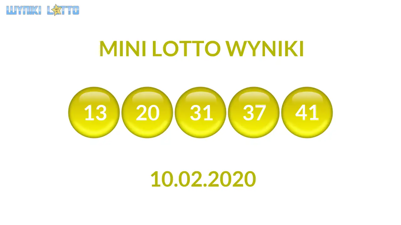 Kulki Mini Lotto z wylosowanymi liczbami dnia 10.02.2020