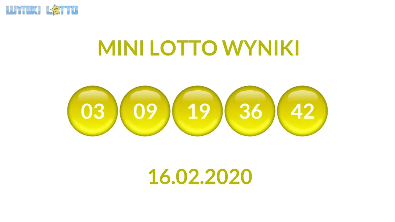 Kulki Mini Lotto z wylosowanymi liczbami dnia 16.02.2020