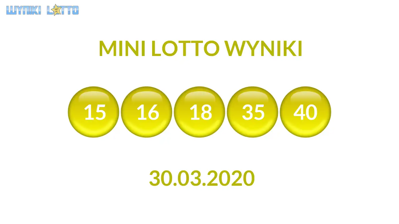 Kulki Mini Lotto z wylosowanymi liczbami dnia 30.03.2020