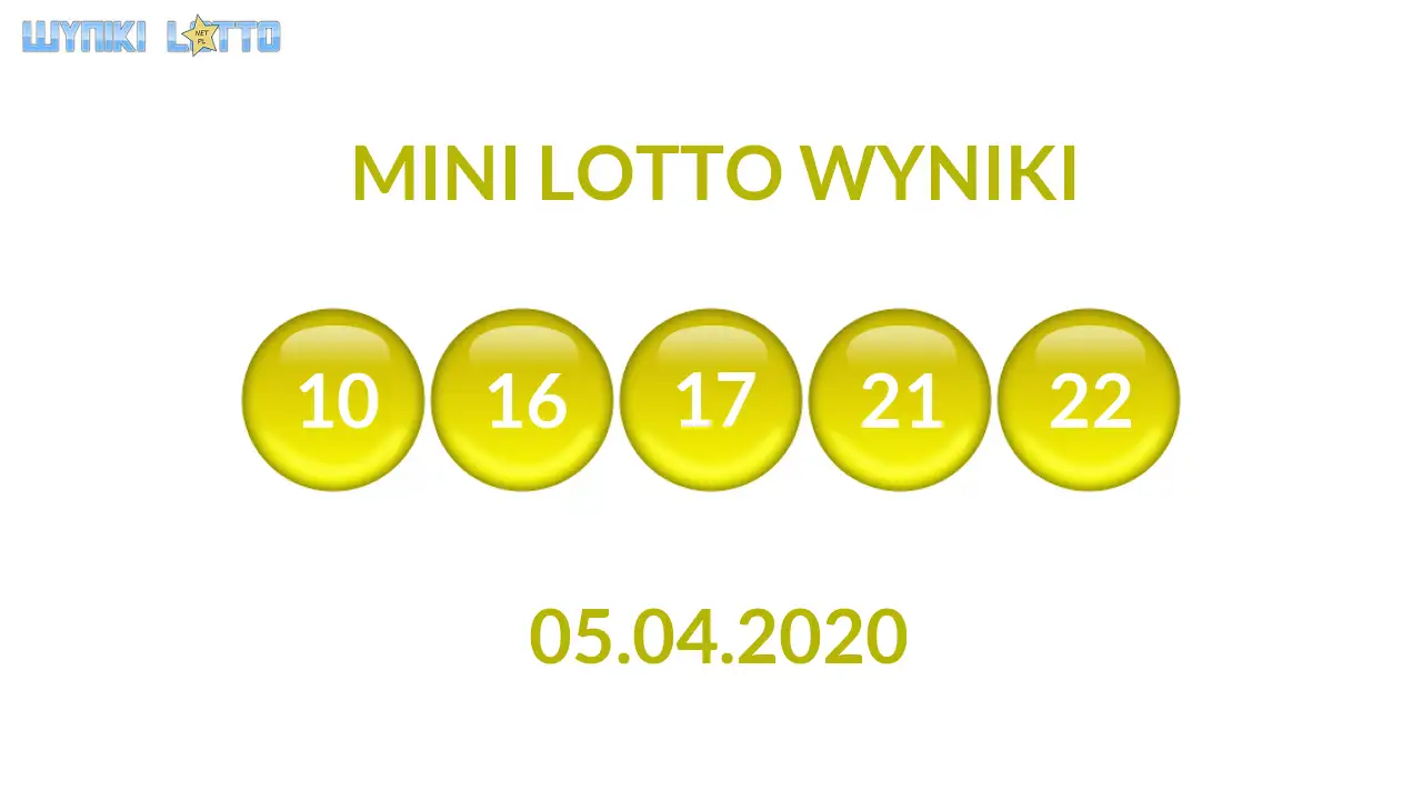 Kulki Mini Lotto z wylosowanymi liczbami dnia 05.04.2020