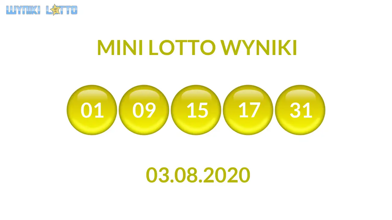 Kulki Mini Lotto z wylosowanymi liczbami dnia 03.08.2020