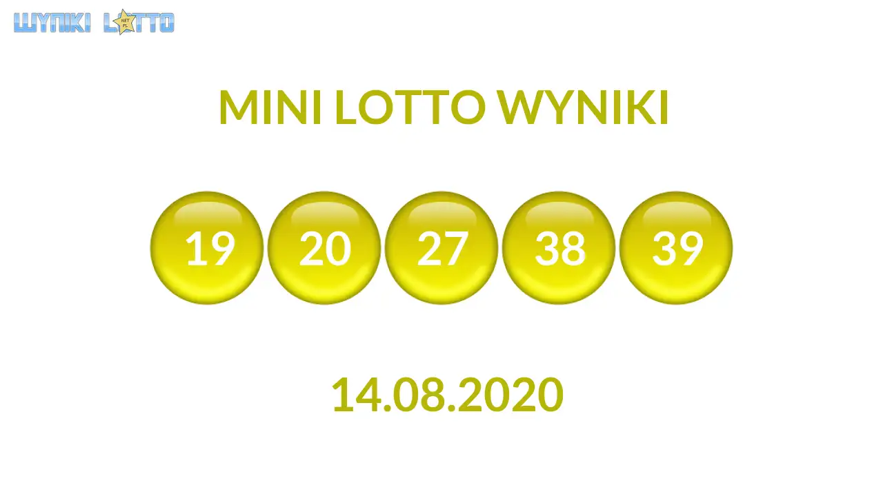 Kulki Mini Lotto z wylosowanymi liczbami dnia 14.08.2020