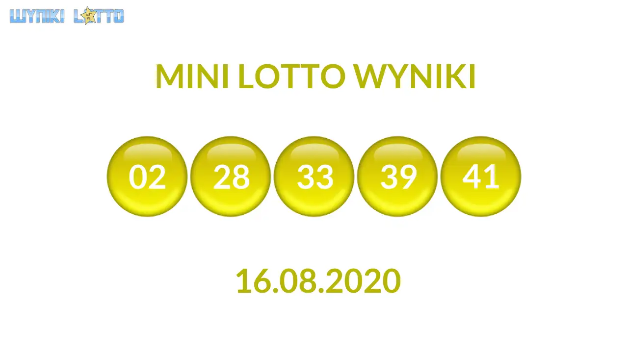 Kulki Mini Lotto z wylosowanymi liczbami dnia 16.08.2020