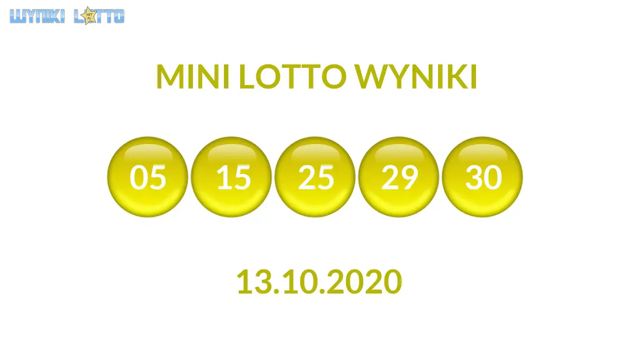 Kulki Mini Lotto z wylosowanymi liczbami dnia 13.10.2020