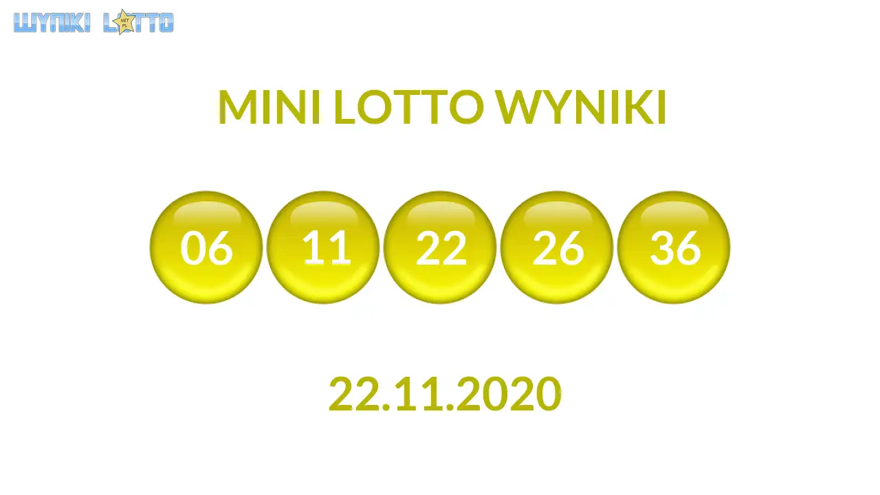 Kulki Mini Lotto z wylosowanymi liczbami dnia 22.11.2020