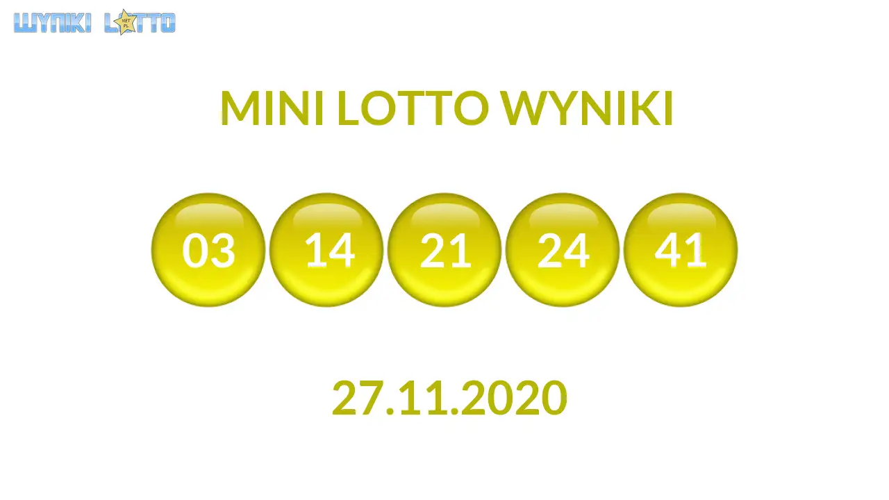 Kulki Mini Lotto z wylosowanymi liczbami dnia 27.11.2020