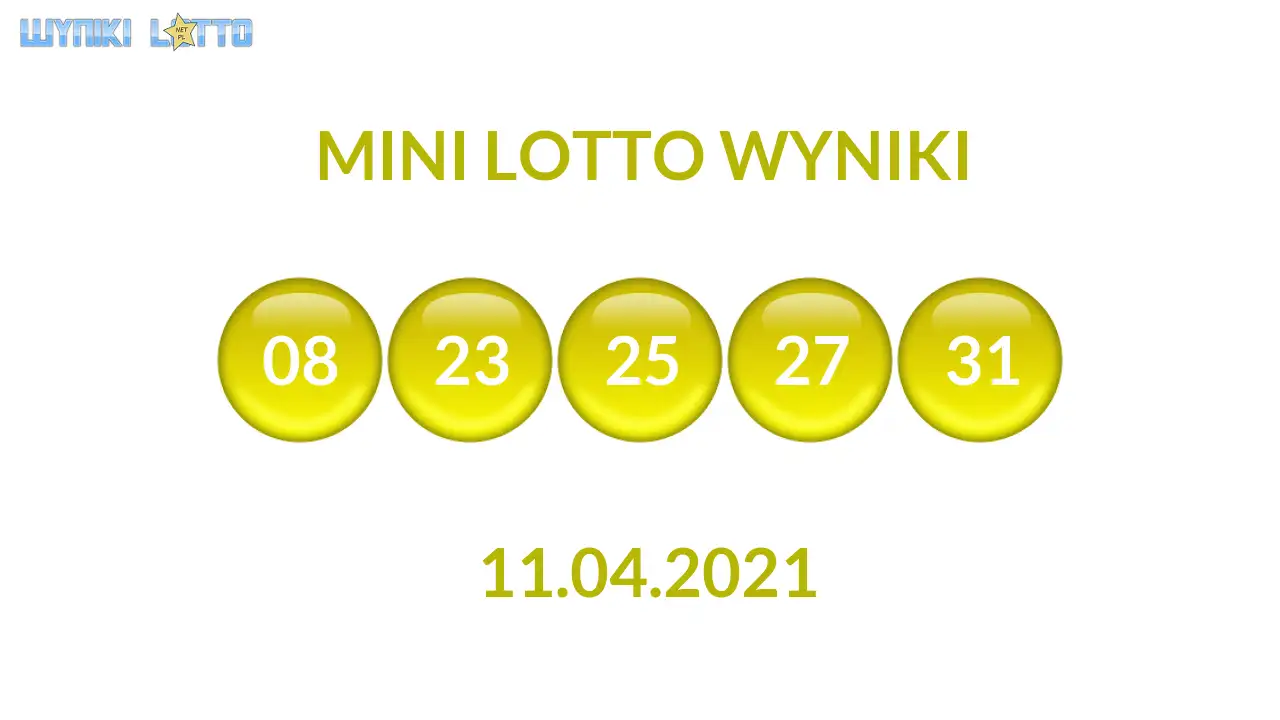 Kulki Mini Lotto z wylosowanymi liczbami dnia 11.04.2021