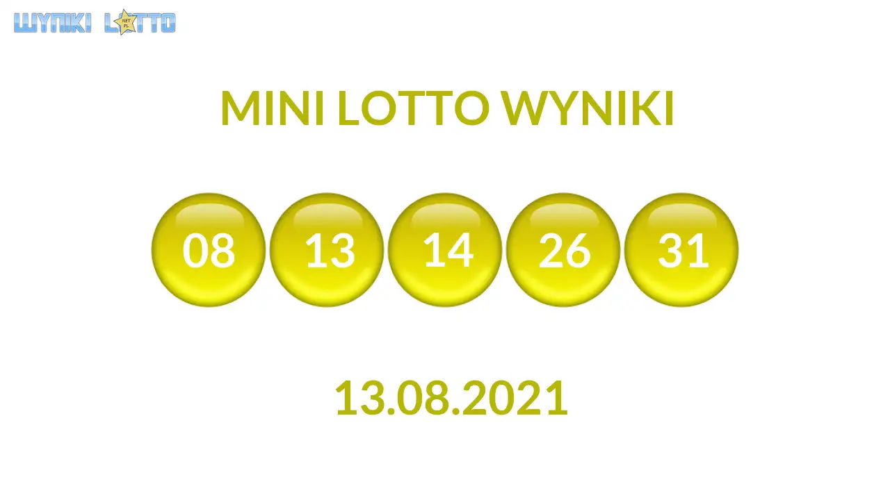 Kulki Mini Lotto z wylosowanymi liczbami dnia 13.08.2021