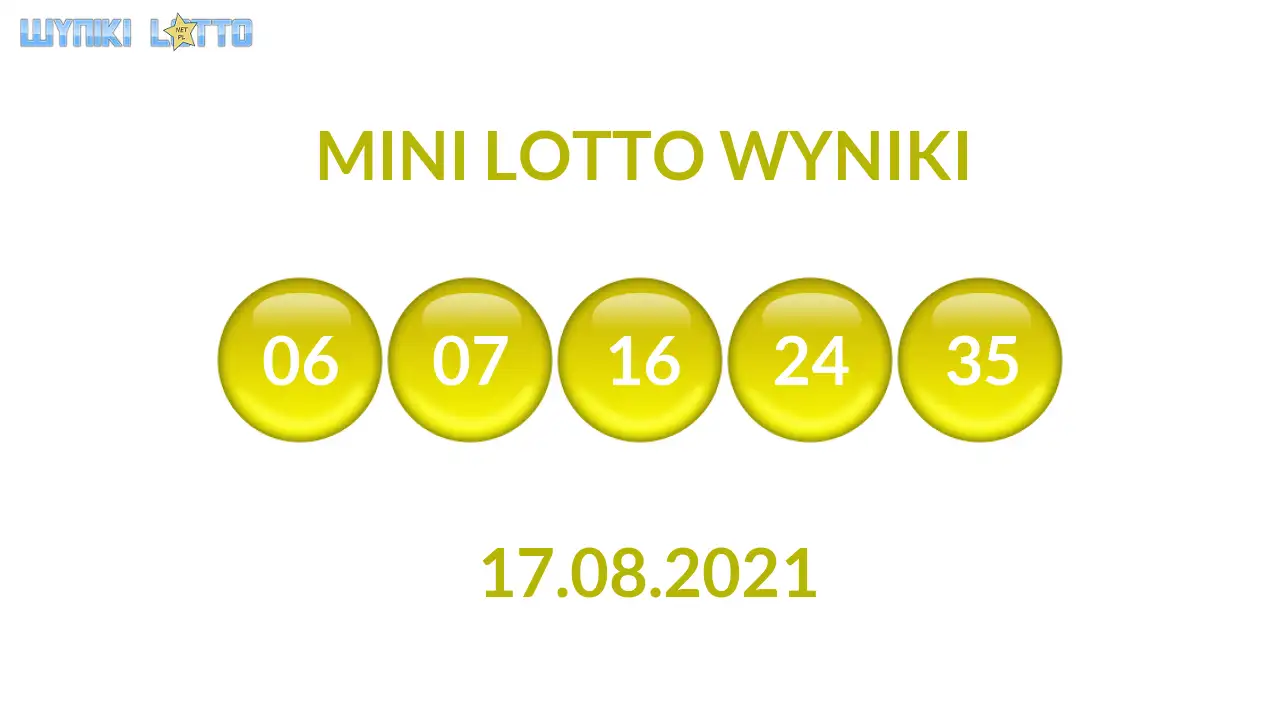 Kulki Mini Lotto z wylosowanymi liczbami dnia 17.08.2021