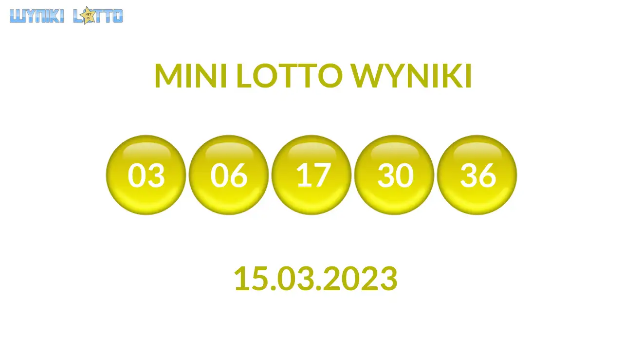 Kulki Mini Lotto z wylosowanymi liczbami dnia 15.03.2023