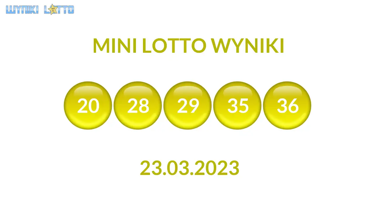 Kulki Mini Lotto z wylosowanymi liczbami dnia 23.03.2023
