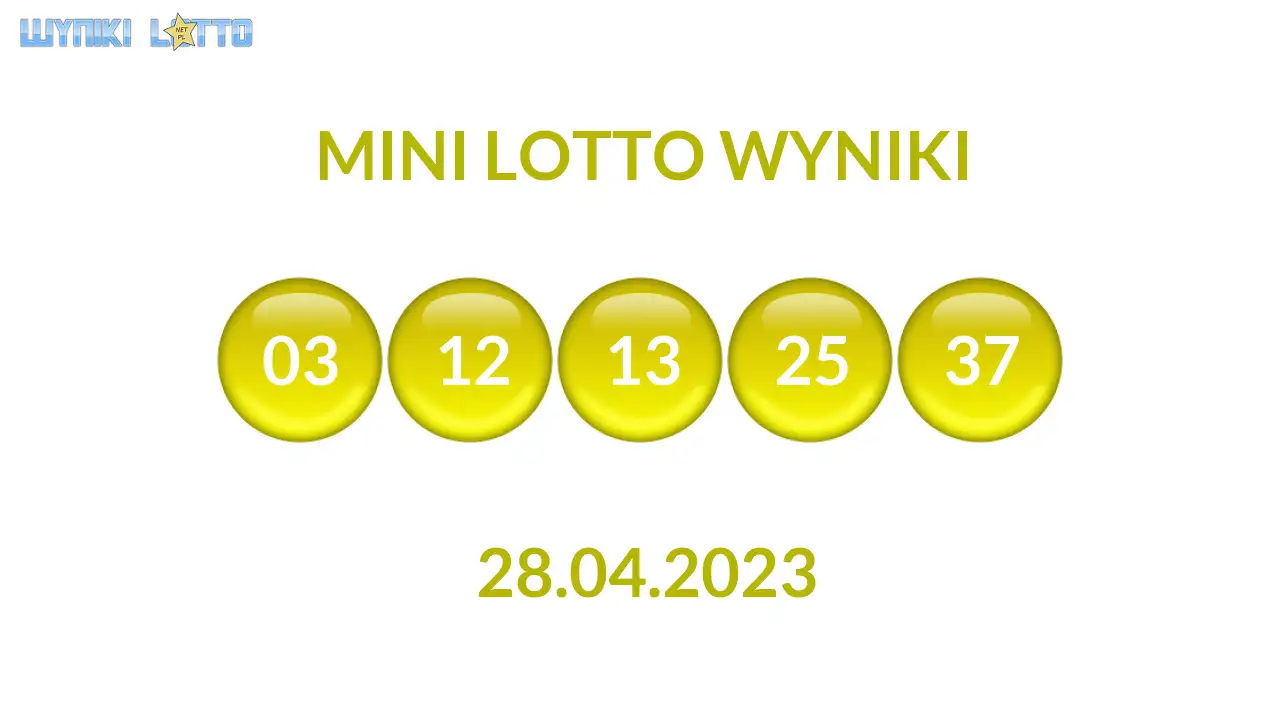 Kulki Mini Lotto z wylosowanymi liczbami dnia 28.04.2023