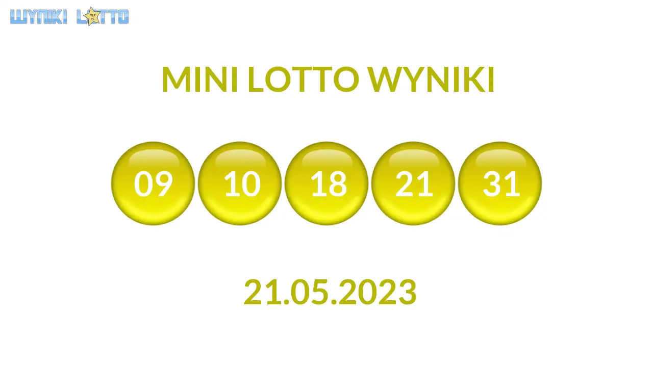 Kulki Mini Lotto z wylosowanymi liczbami dnia 21.05.2023