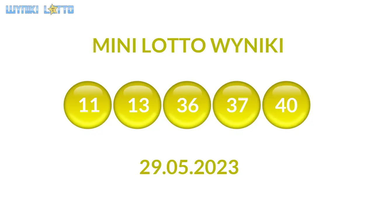 Kulki Mini Lotto z wylosowanymi liczbami dnia 29.05.2023