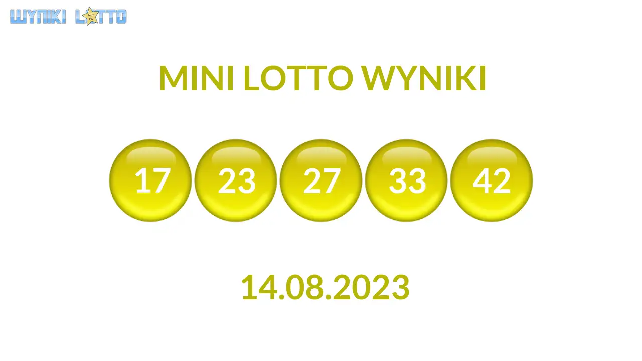 Kulki Mini Lotto z wylosowanymi liczbami dnia 14.08.2023