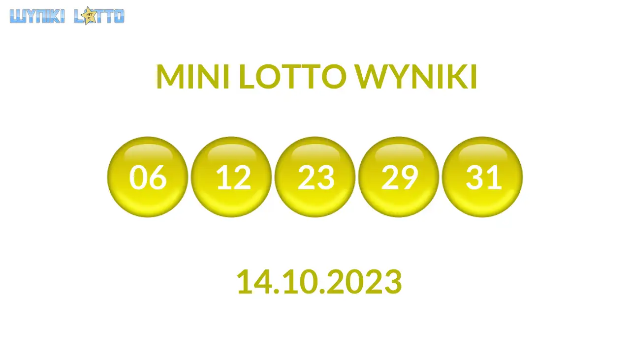Kulki Mini Lotto z wylosowanymi liczbami dnia 14.10.2023