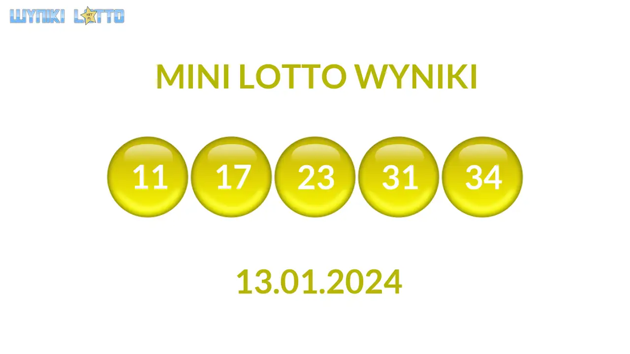 Kulki Mini Lotto z wylosowanymi liczbami dnia 13.01.2024