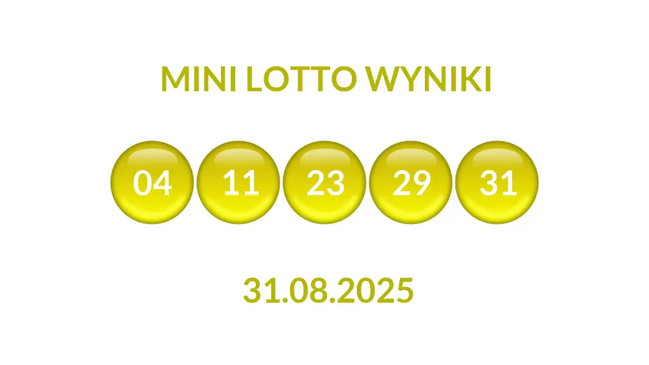 Kulki Mini Lotto z wylosowanymi liczbami dnia 31.08.2025