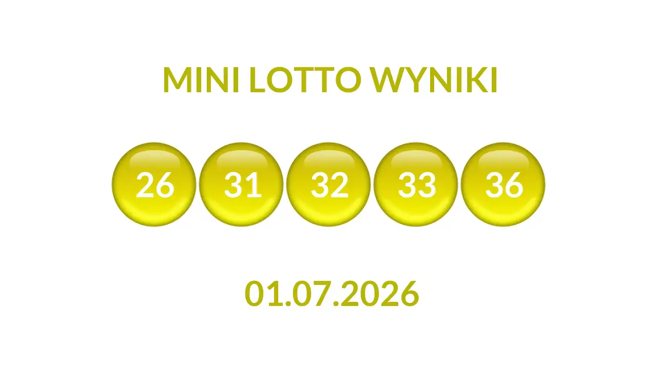 Kulki Mini Lotto z wylosowanymi liczbami dnia 01.07.2026