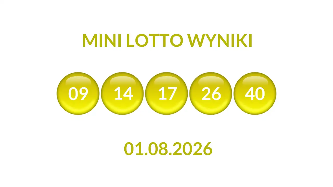 Kulki Mini Lotto z wylosowanymi liczbami dnia 01.08.2026