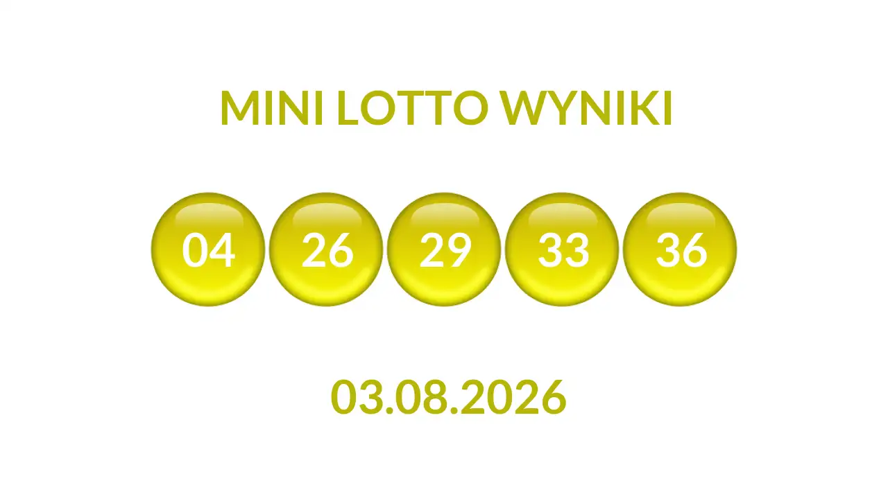 Kulki Mini Lotto z wylosowanymi liczbami dnia 03.08.2026